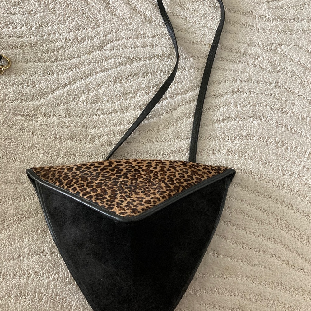 Unique Leopard Suede leather handbag